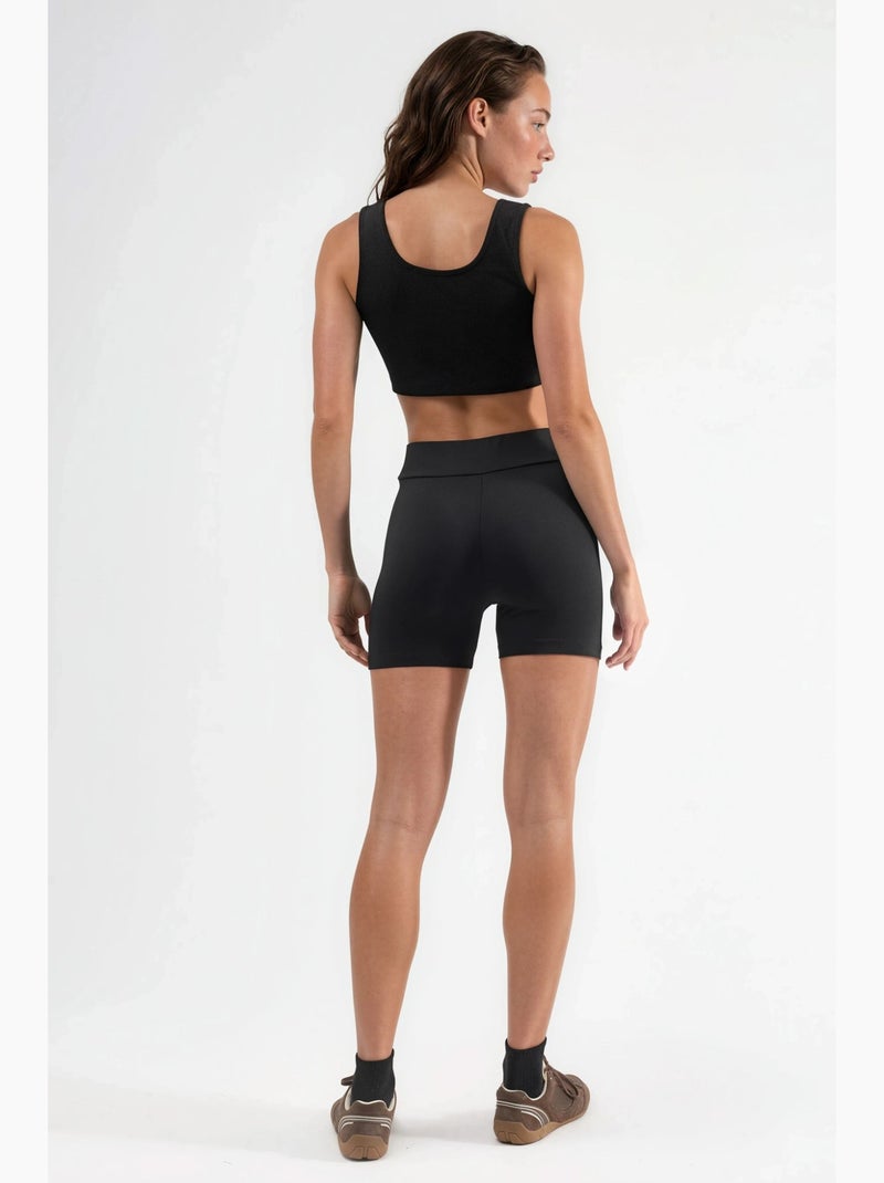 Short en maille ajusté taille mi-haute hiccup Noir - Kiabi