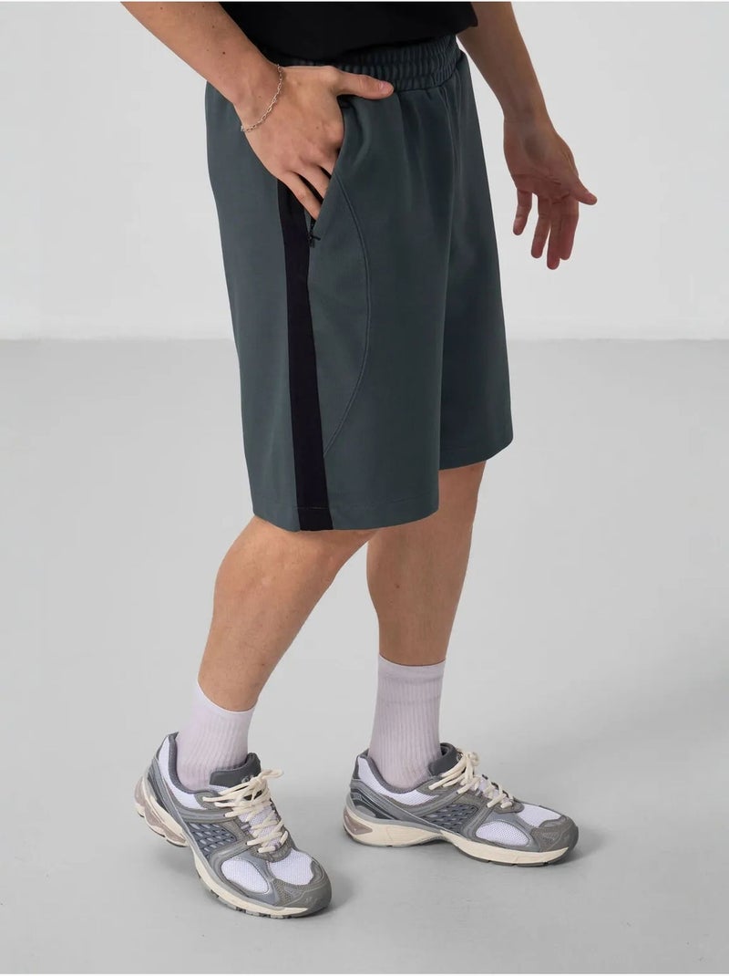 Short en maille ample en coton mélangé tommy Gris Noir - Kiabi