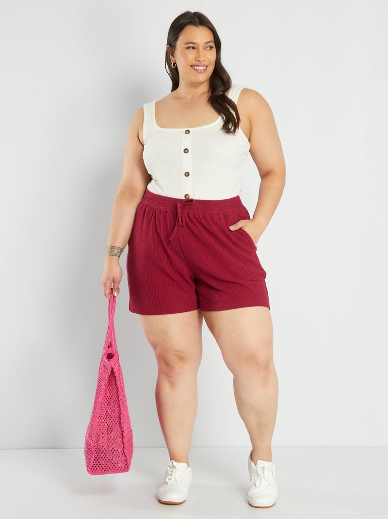 Short en maille Bordeaux - Kiabi