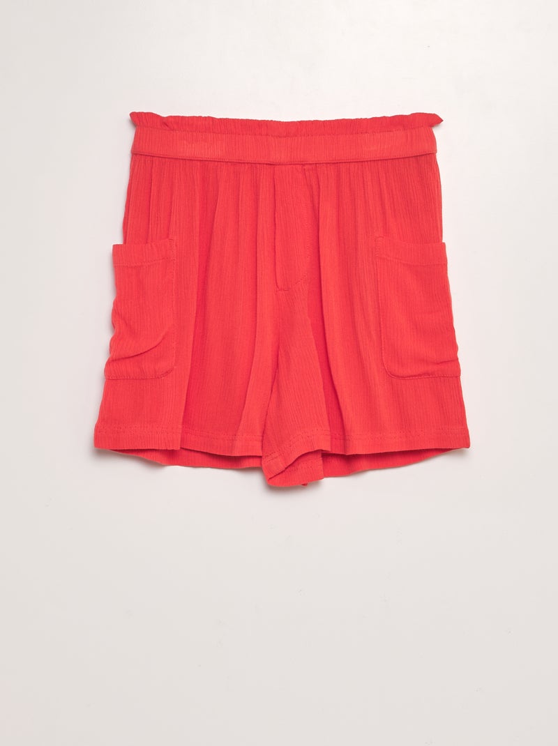 Short en maille crêpe rouge - Kiabi