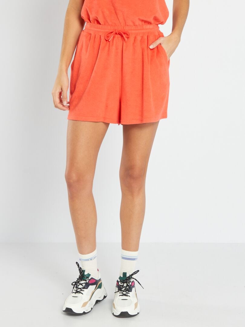 Short en maille éponge rouge corail Kiabi 5.00€