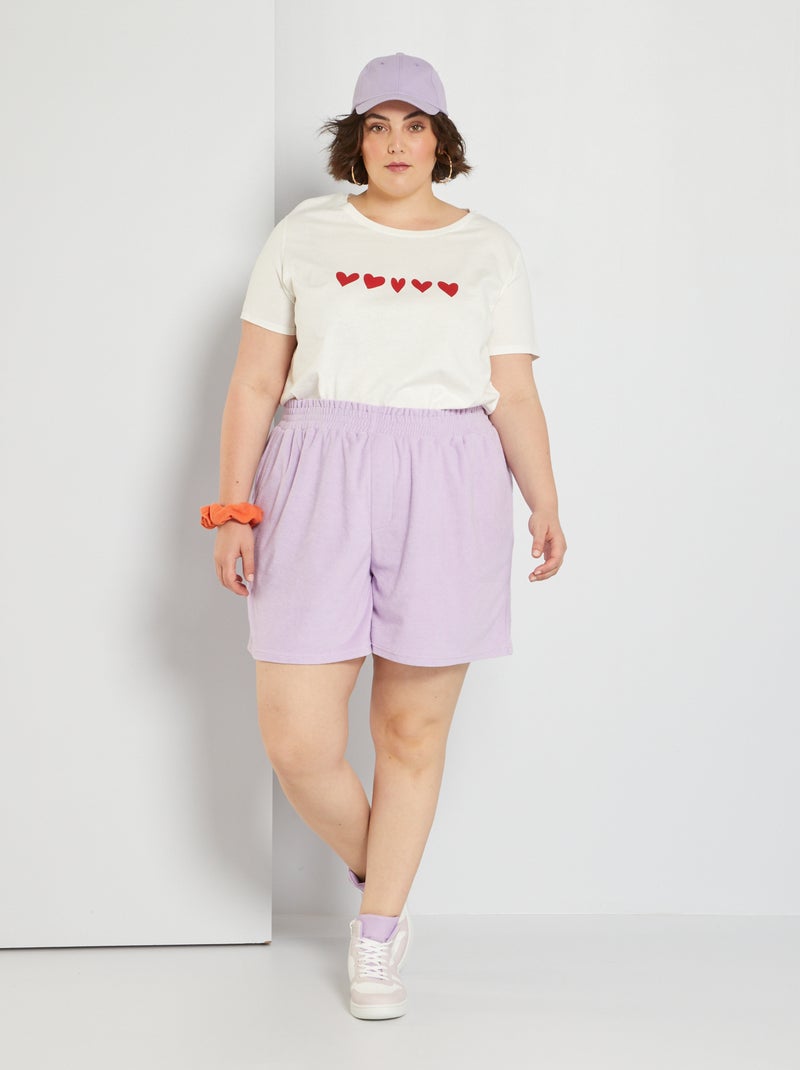 Short en maille éponge Violet - Kiabi
