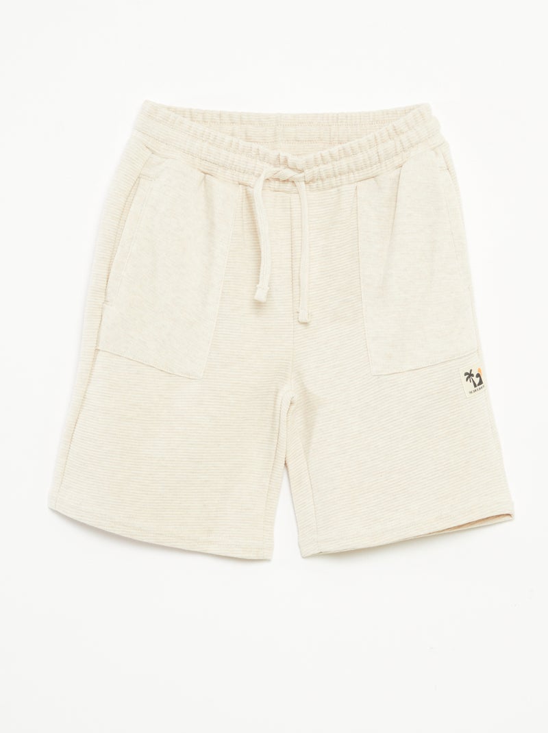 Short en maille fantaisie à 2 poches Beige - Kiabi