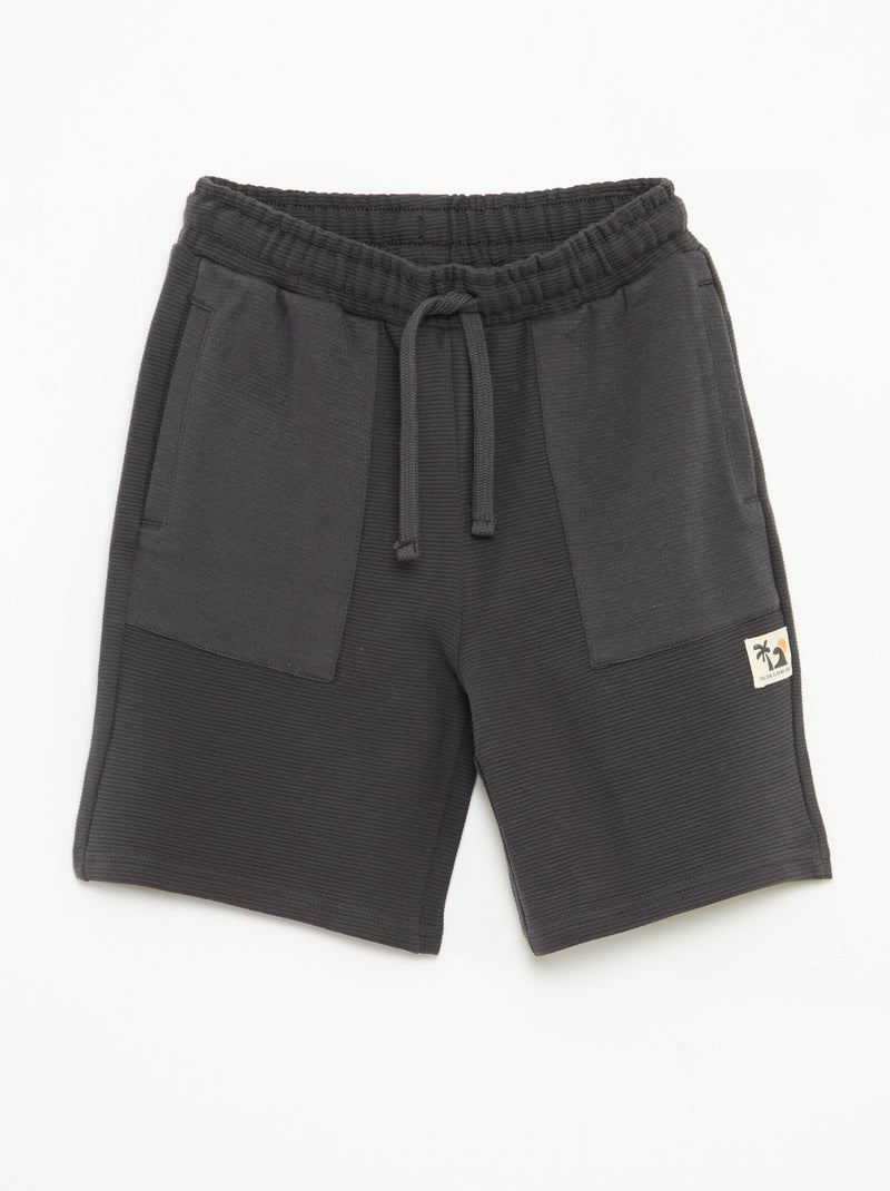 Short en maille fantaisie à 2 poches Noir - Kiabi