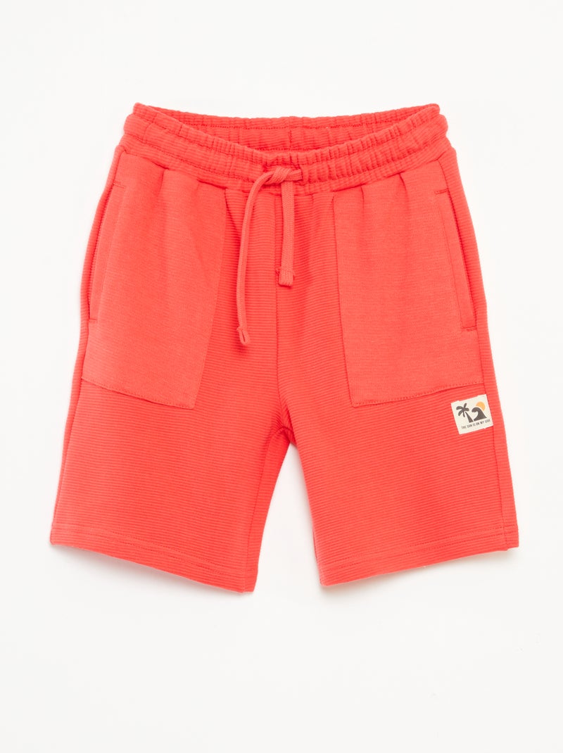 Short en maille fantaisie à 2 poches Rouge - Kiabi