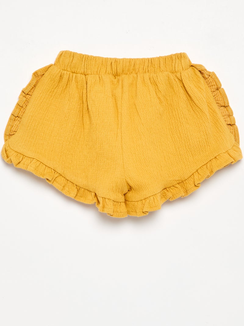 Short en maille froissée uni Jaune - Kiabi