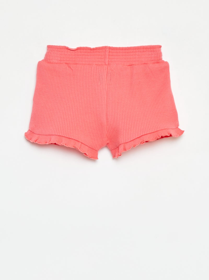 Short en maille gaufrée avec bords ondulés Rose fuchsia - Kiabi
