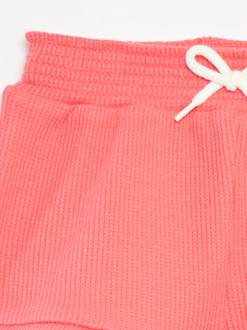 Short en maille gaufrée avec bords ondulés Rose fuchsia - Kiabi