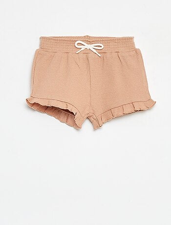 Short en maille gaufrée avec bords ondulés