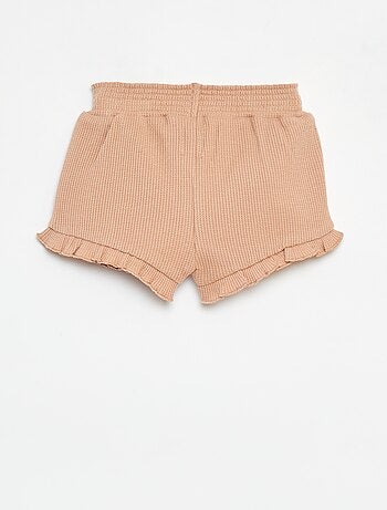 Short en maille gaufrée avec bords ondulés