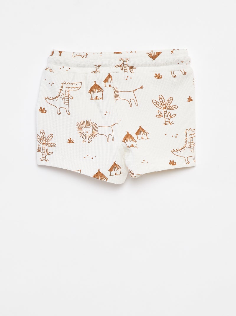 Short en maille gaufrée avec imprimé BLANC - Kiabi