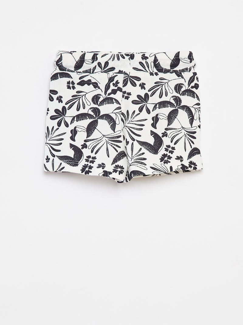 Short en maille gaufrée avec imprimé BLANC - Kiabi