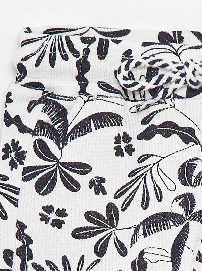 Short en maille gaufrée avec imprimé BLANC - Kiabi