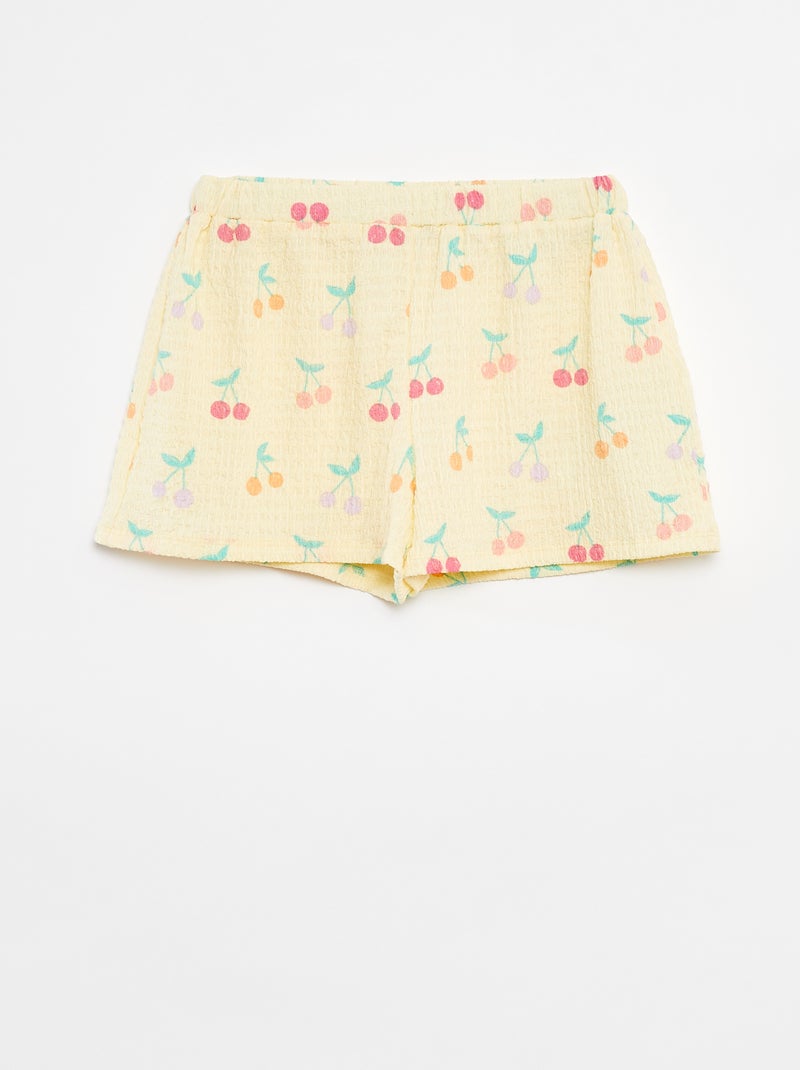 Short en maille gaufrée avec motifs Jaune - Kiabi