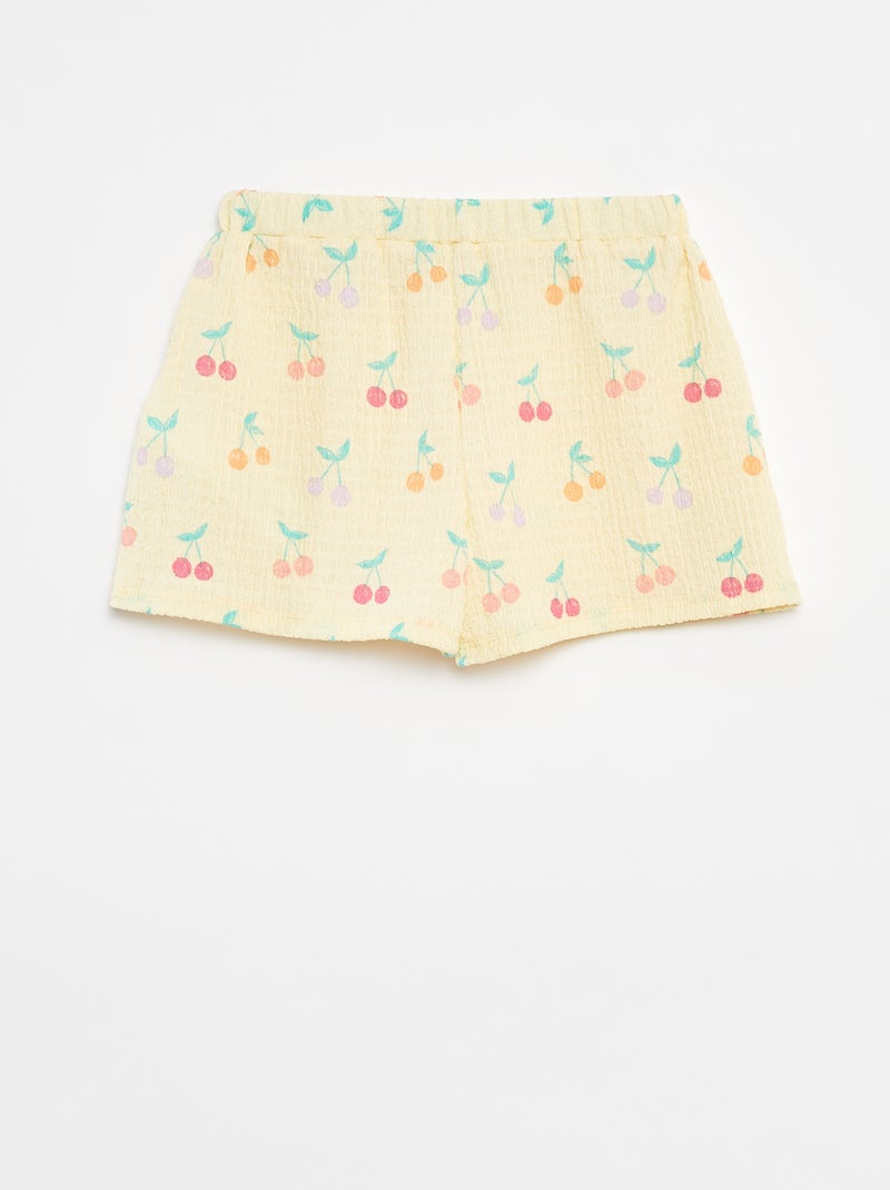 Short en maille gaufrée avec motifs Jaune - Kiabi