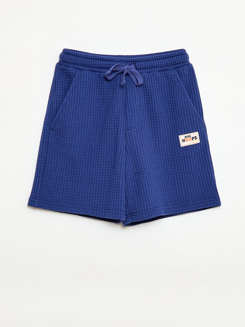 Short en maille gaufrée Bleu - Kiabi