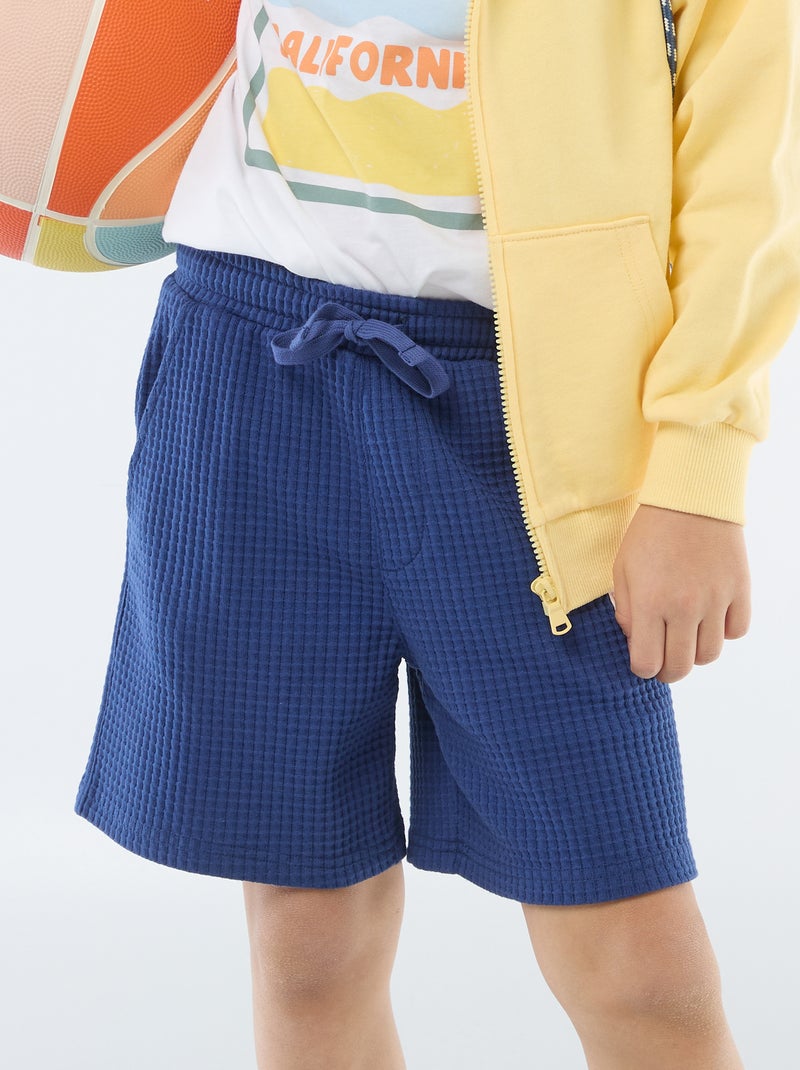 Short en maille gaufrée Bleu - Kiabi