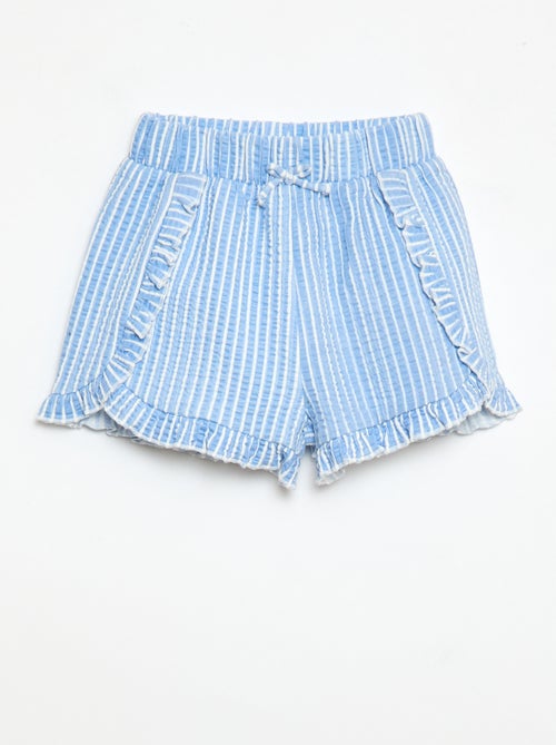 Short en maille gaufrée et volanté - Kiabi