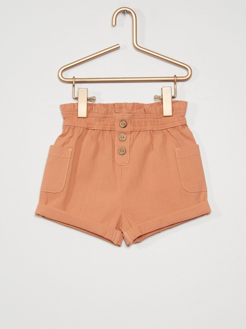 Short en maille gaufrée rose - Kiabi