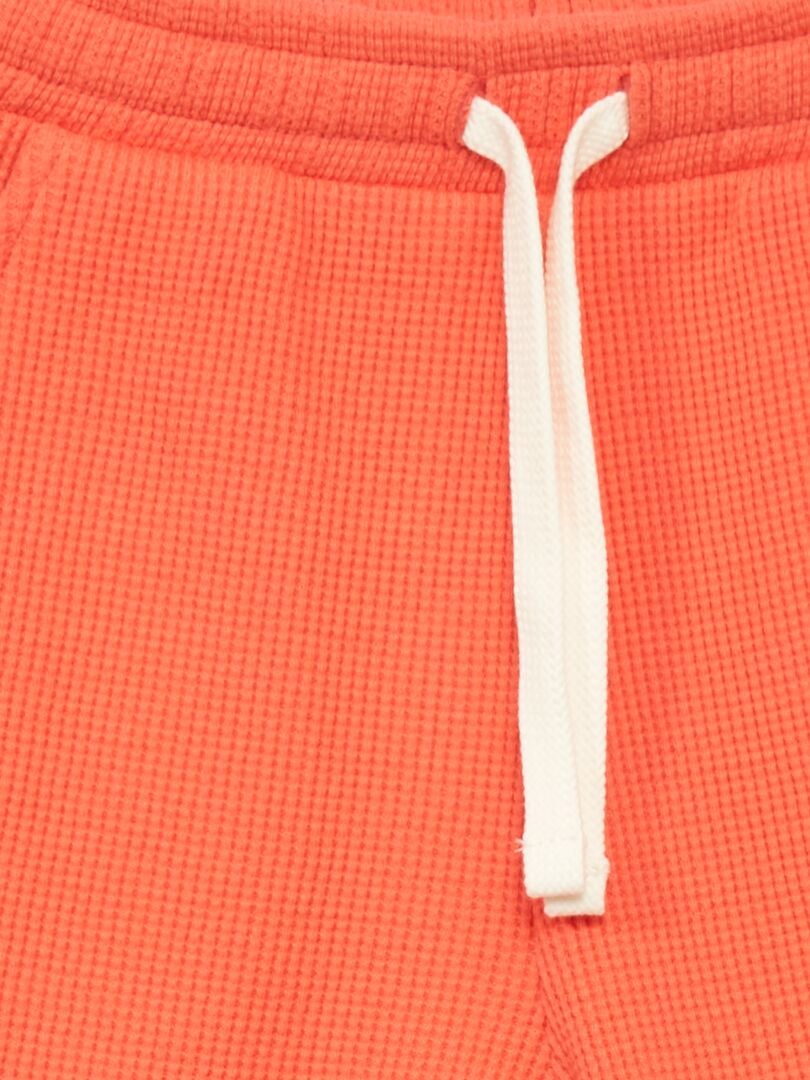 Short en maille gaufrée unie rouge corail - Kiabi