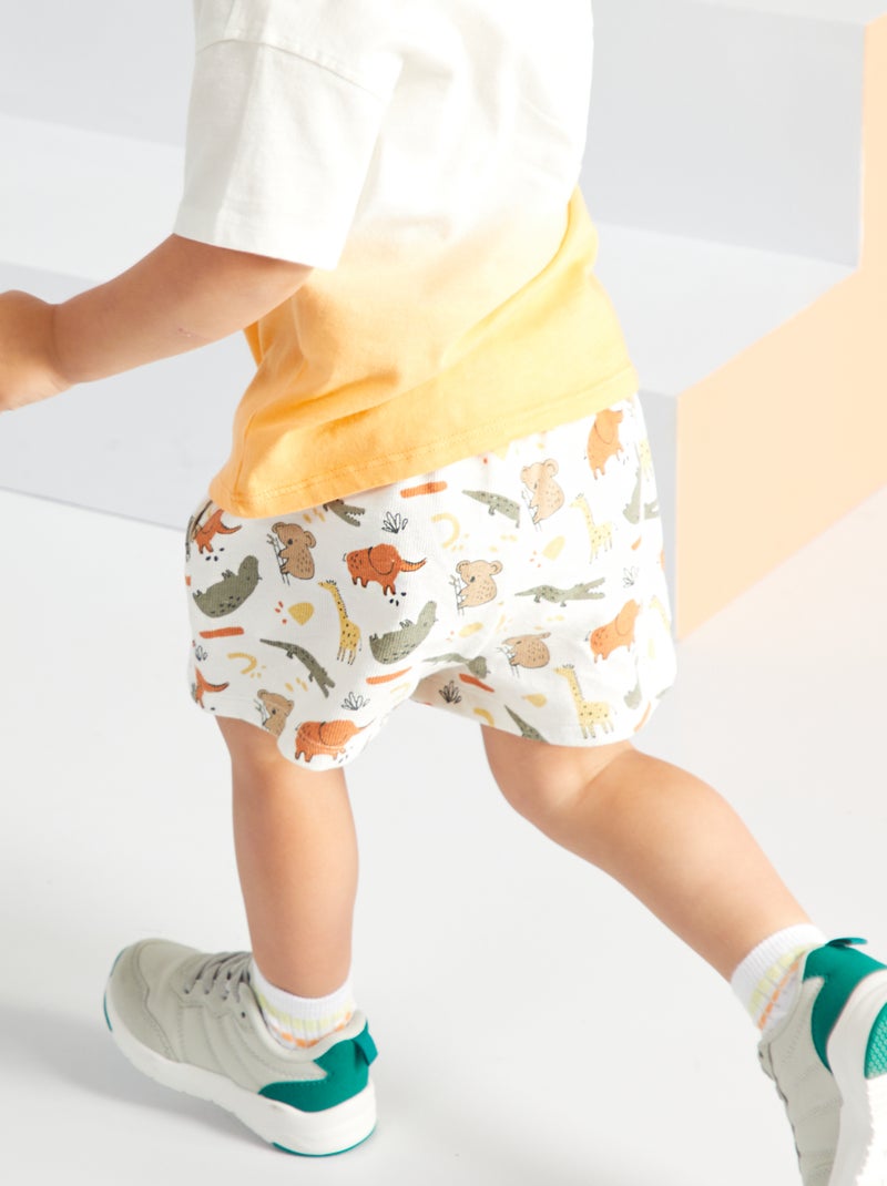Short en maille imprimé fantaisie Blanc - Kiabi