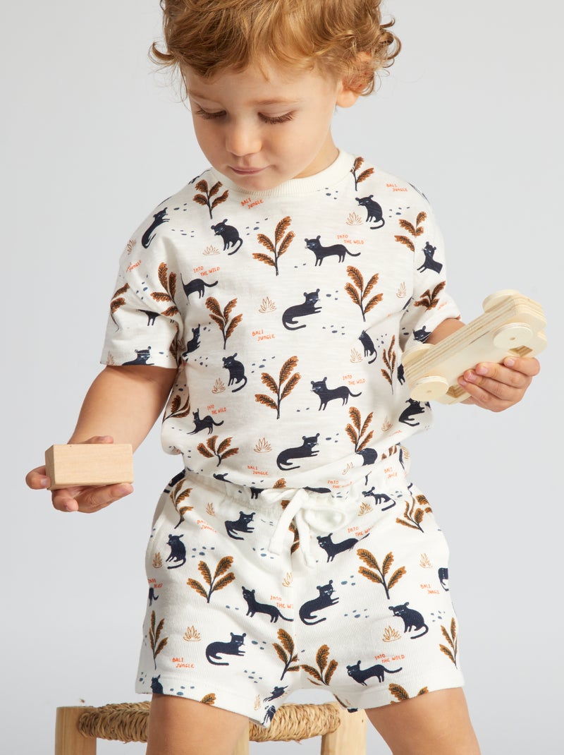 Short en maille imprimé fantaisie Blanc - Kiabi