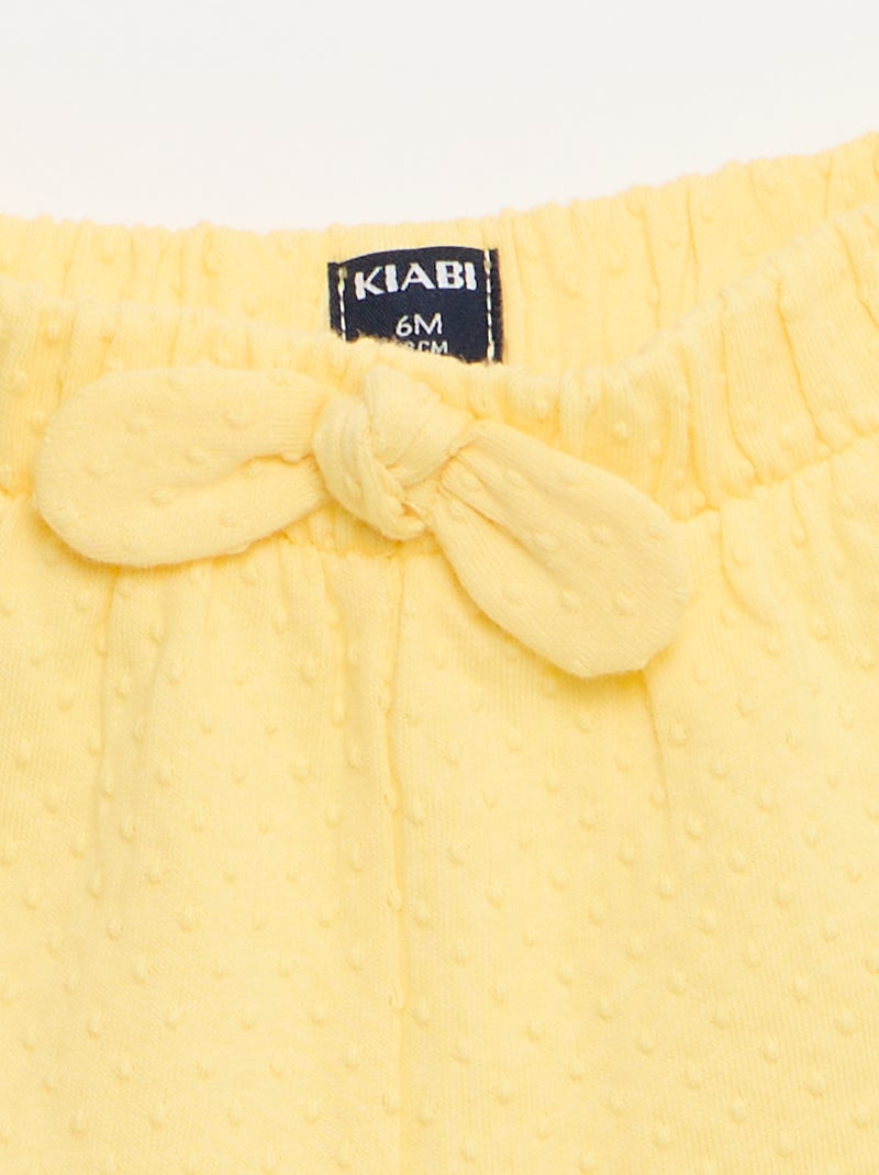 Short en maille jacquard uni avec nœud fantaisie Jaune - Kiabi