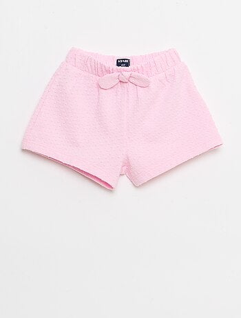 Short en maille jacquard uni avec nœud fantaisie