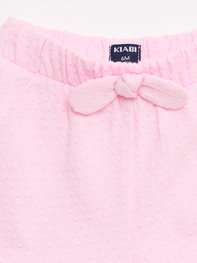 Short en maille jacquard uni avec nœud fantaisie Rose - Kiabi