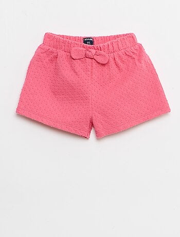 Short en maille jacquard uni avec nœud fantaisie