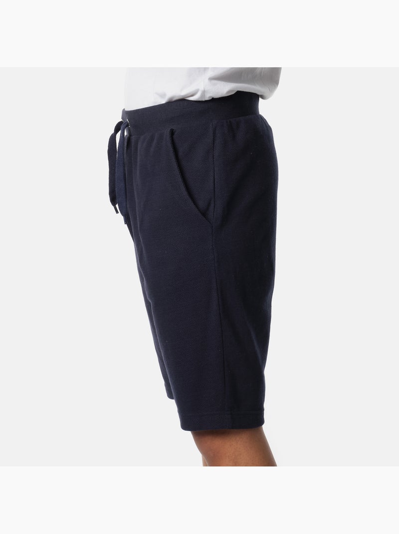 Short en maille piqué uni Bleu marine - Kiabi