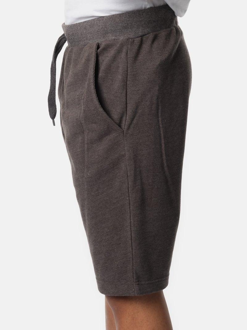 Short en maille piqué uni gris anthracite - Kiabi