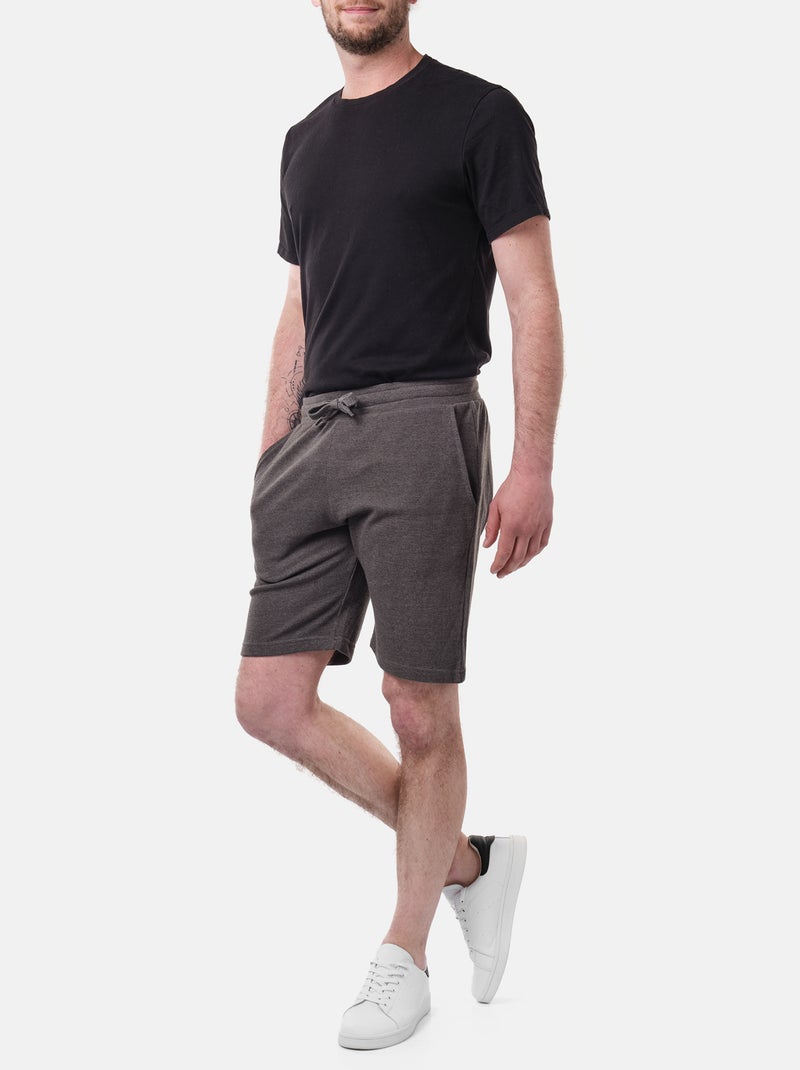 Short en maille piquée uni gris anthracite - Kiabi