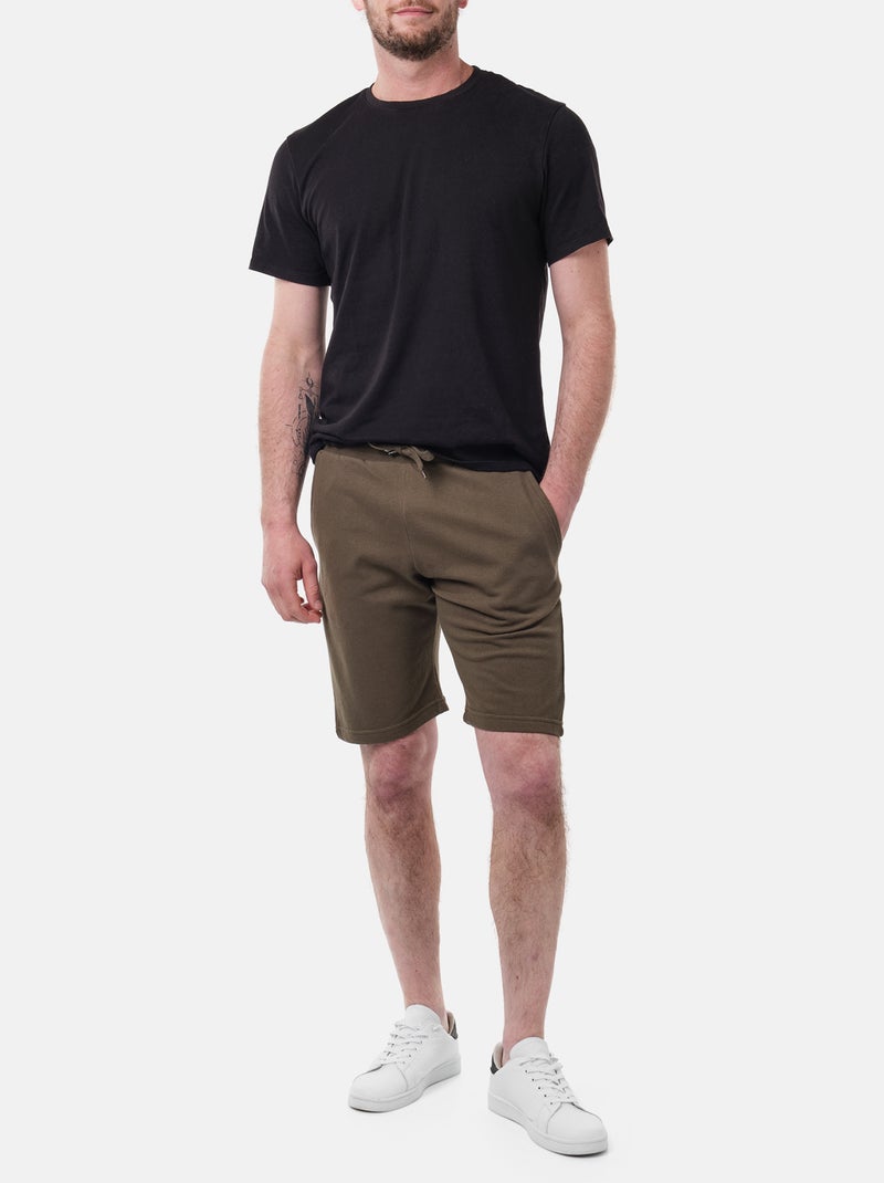 Short en maille piquée uni Kaki - Kiabi