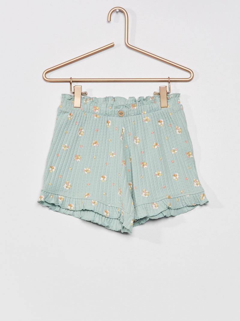 Short en maille pointelle Vert d'eau - Kiabi