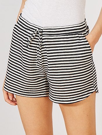 Short en maille rayée effet tricot - Kiabi