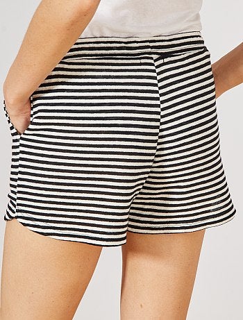Short en maille rayée effet tricot - Kiabi