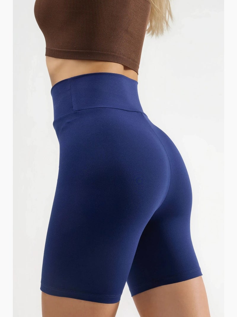 Short en maille taille haute ajusté hiccup Bleu marine - Kiabi