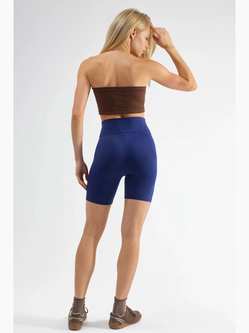 Short en maille taille haute ajusté hiccup Bleu marine - Kiabi