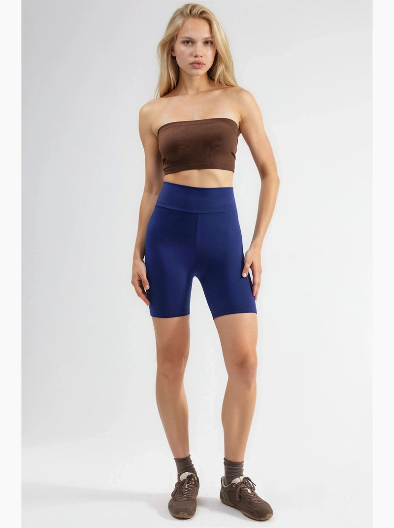 Short en maille taille haute ajusté hiccup Bleu marine - Kiabi