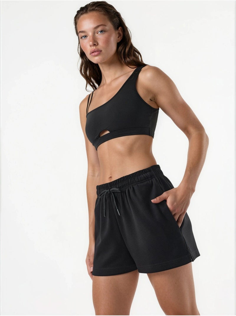 Short en maille taille mi-haute coupe décontractée Noir - Kiabi