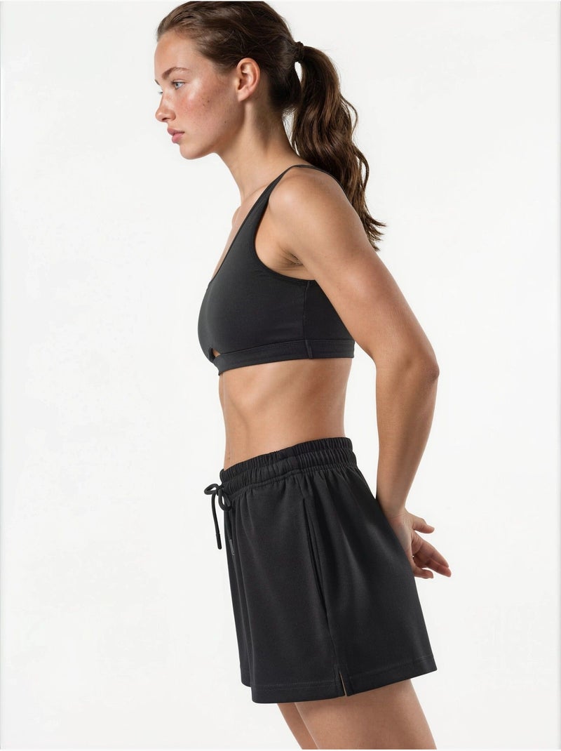 Short en maille taille mi-haute coupe décontractée Noir - Kiabi