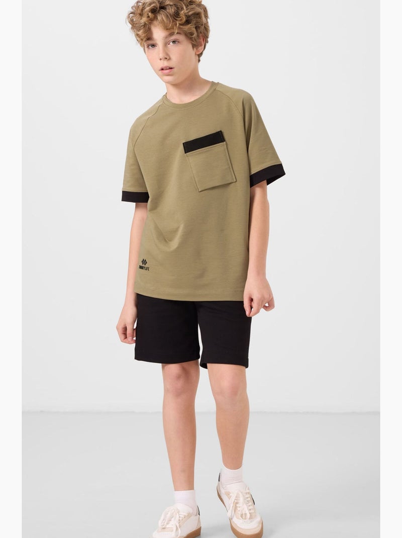 Short en mélange de coton tommy Noir Vert - Kiabi
