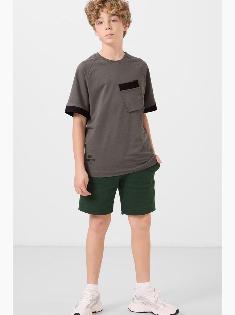 Short en mélange de coton tommy Noir Vert - Kiabi