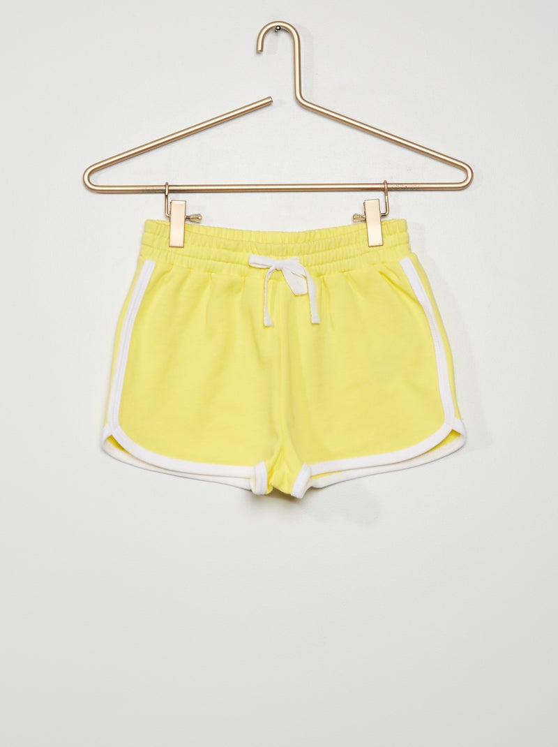 Short en molleton avec bords contrastants jaune - Kiabi
