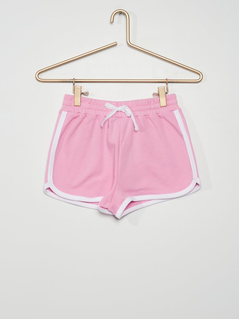 Short en molleton avec bords contrastants rose - Kiabi