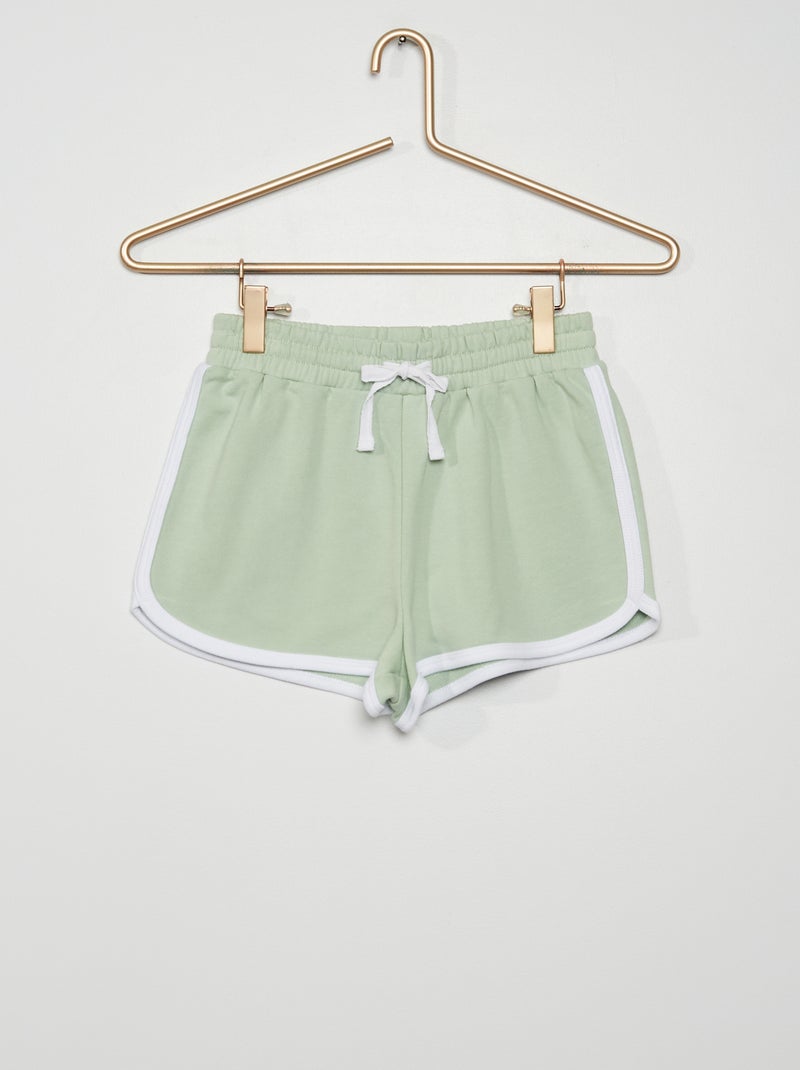 Short en molleton avec bords contrastants vert d'eau - Kiabi