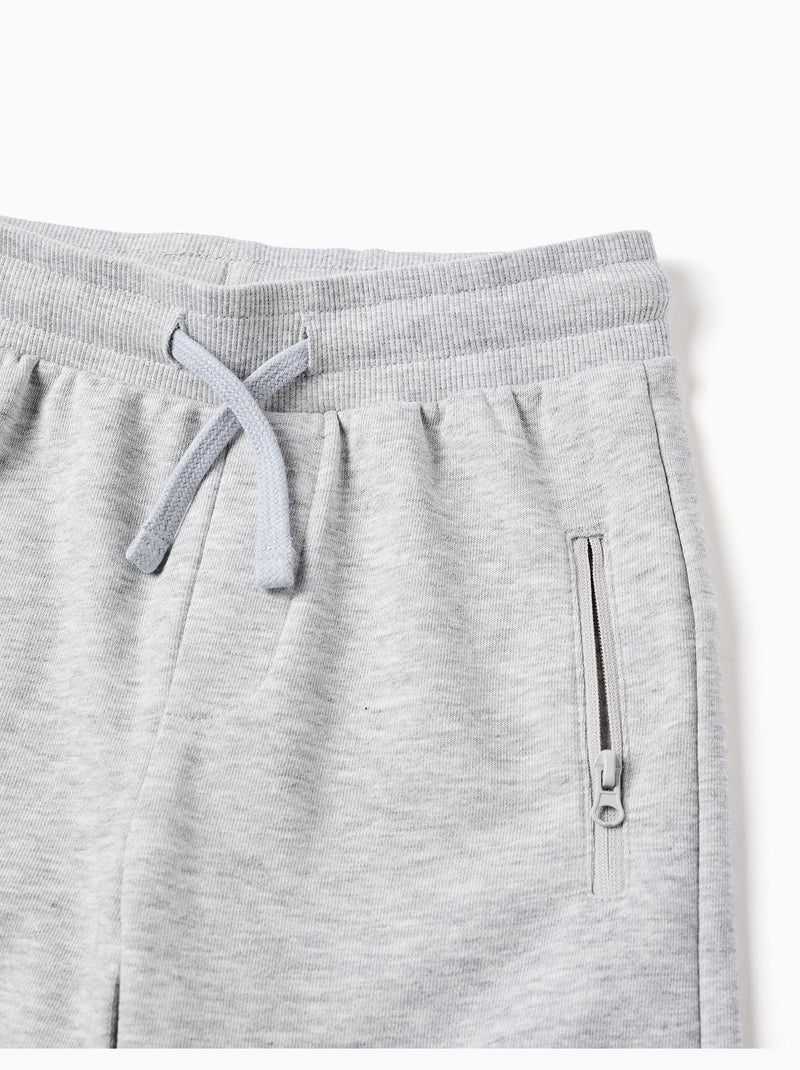 Short en molleton avec cordon de serrage et poches Gris clair - Kiabi