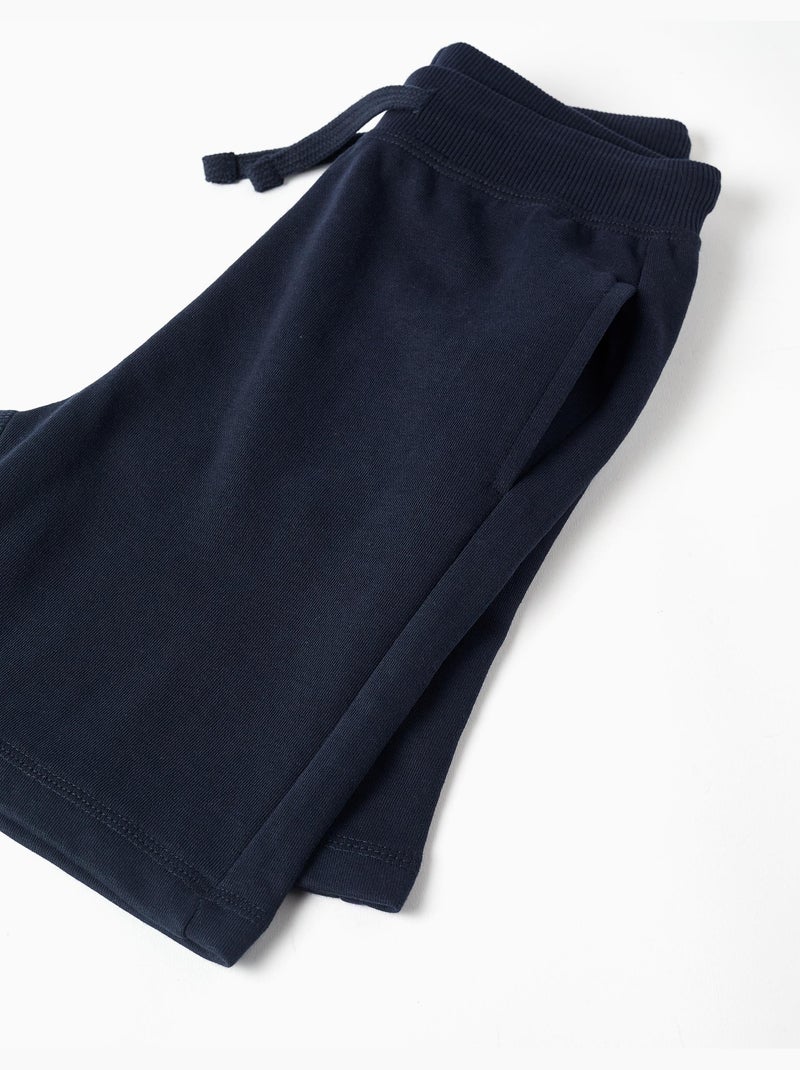 Short en molleton avec cordon de serrage et poches latérales Bleu foncé - Kiabi