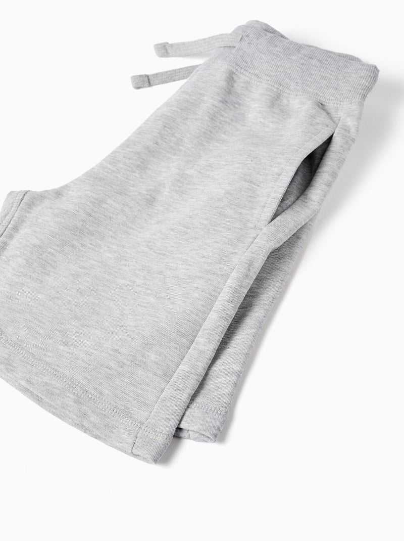 Short en molleton avec cordon de serrage et poches latérales Gris clair - Kiabi